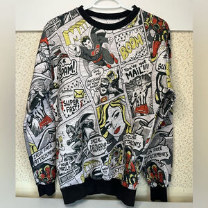 Comic Book Graphic unisex Sweater S/M Y2K computer virus
